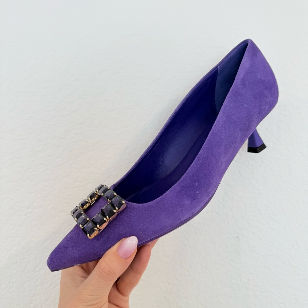 Bianca Di Elegant Purple Suede Leather Women's Shoes SZ IT 41 NWB